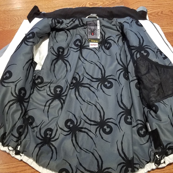 Men's Spyder Axys Ski Jacket White/Gray Large - Picture 7 of 12